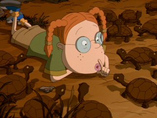 Eliza talking to a bunch of turtles